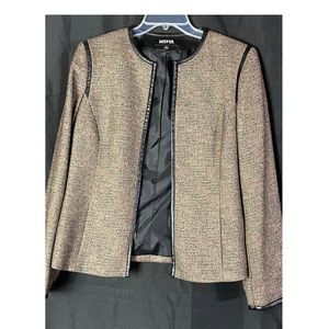 Kasper collarless tweed jacket
